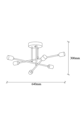 Lámpara de techo Flower - Cobrizo - 6 x 100 W