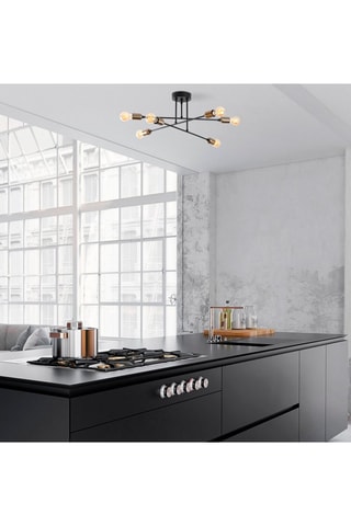 Lámpara de techo Flower - Negro y dorado - 6 x 40 W