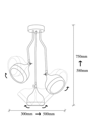 Lampadario Yildo - Dorato e nero - 3 x 40