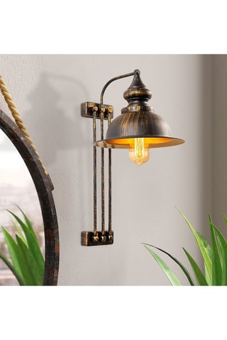 Aplique mural Saglam - Marrón y dorado - 40 W