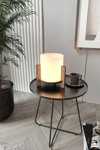 Lámpara de mesa de pino - blanco y marrón