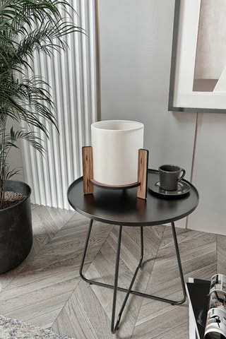 Lámpara de mesa de pino - blanco y marrón