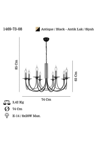 Lámpara de techo - Negro - 8 x 40 W