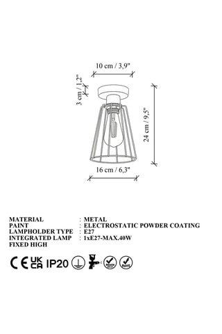 Lámpara de techo - Negro - 40 W