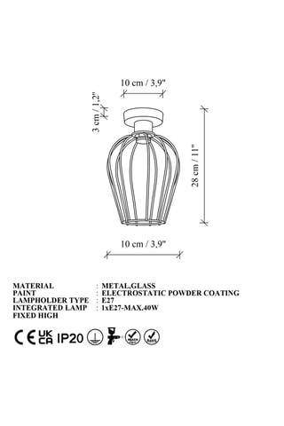 Lámpara de techo - Negro - 40 W