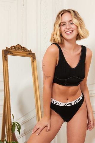 Sujetador y braga brasileña Jade - Blanco y negro