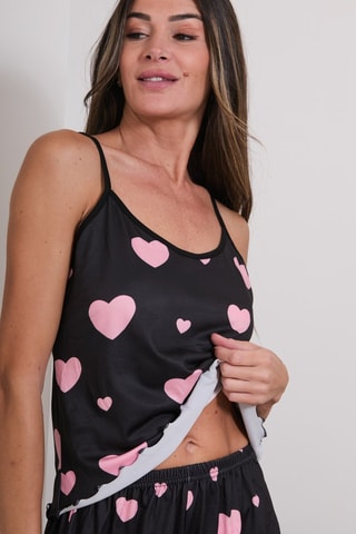 Top y short Sapon - Negro y rosa
