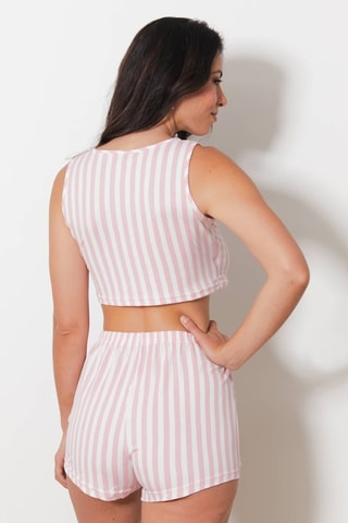 Crop top y short Baby - Rosa, blanco y negro