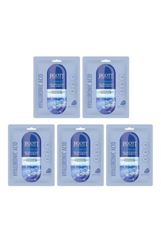 5 masques visage en feuille à l'acide hyaluronique - 5 x 27 ml