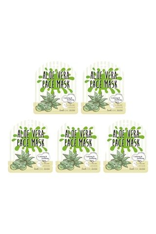 5 masques visage aloe vera - Tous types de peau - 5 x 25 ml