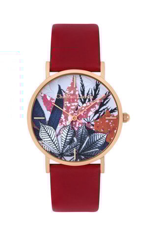 Reloj de cuarzo de piel Fall’ing Love - Rojo y dorado
