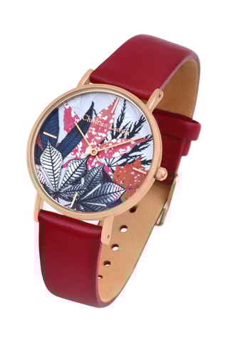 Reloj de cuarzo de piel Fall’ing Love - Rojo y dorado