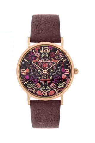 Reloj de cuarzo de piel Rêve de papier - Burdeos y rosa dorado