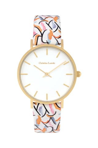 Reloj de cuarzo de piel Sunflowers a Charleston - Naranja y blanco