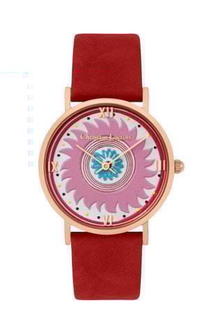 Reloj de cuarzo de piel Picnic - Rojo y dorado