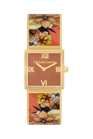 Reloj de cuarzo de acero Otro Mundo - Dorado y naranja