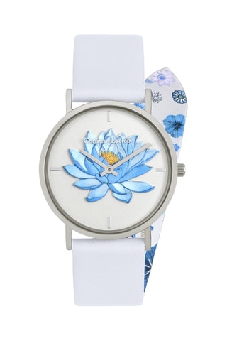 Reloj de cuarzo de piel Jardin des Hesperides - Blanco y plateado
