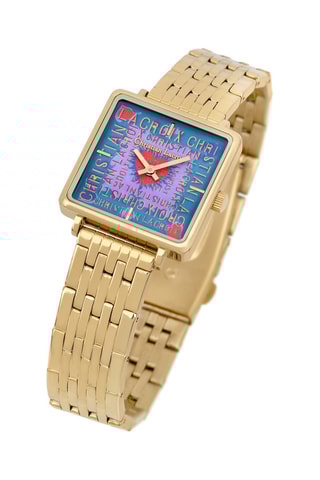 Reloj de cuarzo chapado en ion de oro amarillo I Love Lacroix