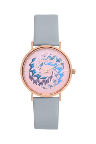 Reloj de cuarzo de piel Cosmo Eden - Celeste y rosa dorado