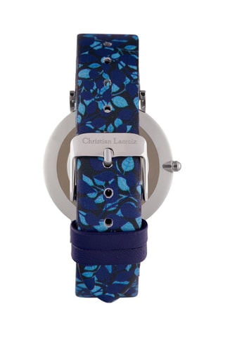 Reloj de cuarzo de piel - Azul marino y plateado