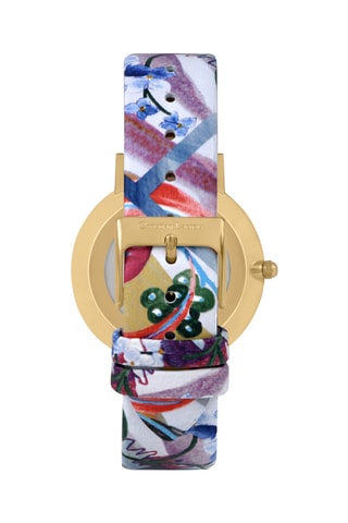 Reloj de cuarzo de piel Herbalism - Verde y dorado