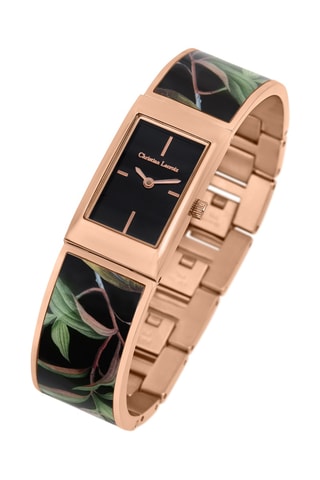 Reloj de cuarzo de acero y chapado en ion de oro rosa Atlantis