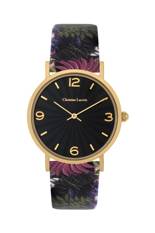 Relógio de quartzo em couro Belorizonte - Preto e dourado