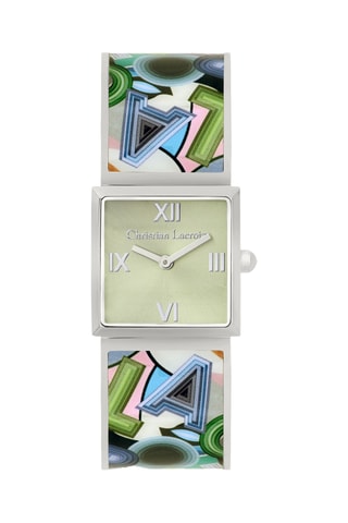 Reloj de cuarzo de acero Lacroix Palette - Plateado y caqui