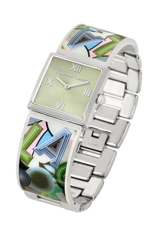 Reloj de cuarzo de acero Lacroix Palette - Plateado y caqui