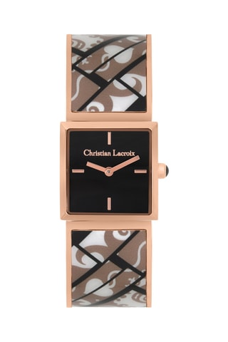 Reloj de cuarzo de acero y chapado en ion de oro rosa Heart Shake