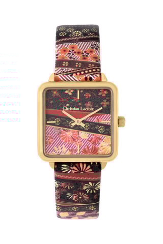 Reloj de cuarzo de piel Reine d’Arles - Negro y rosa