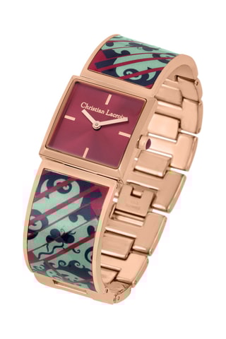 Reloj de cuarzo de acero y chapado en ion de oro rosa Heart Shake