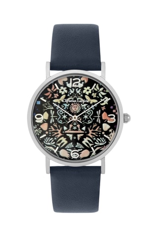 Reloj de cuarzo de piel Rêve de papier - Azul oscuro y plateado