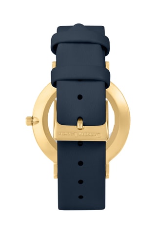 Relógio de quartzo em couro Iris Des Marais - Azul-marinho e dourado