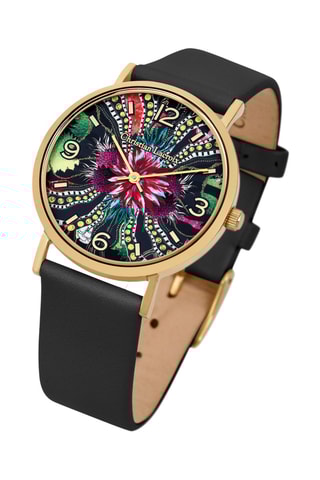 Reloj de cuarzo de poliuretano y chapado en ion de oro amarillo Ocean Bloom