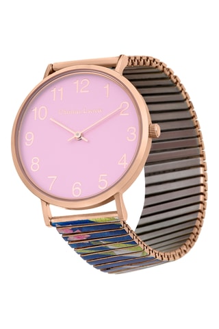 Reloj de cuarzo de acero Tokugawa Pounds - Rosa dorado y rosa empolvado