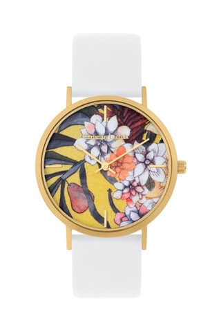 Reloj de cuarzo de piel Otro Mundo - Blanco y dorado