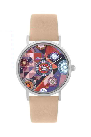 Reloj de cuarzo de piel Boutis Sun - Rosa empolvado y plateado