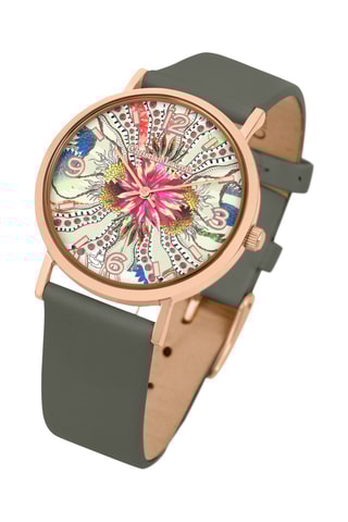 Reloj de cuarzo de poliuretano y chapado en ion de oro rosa Ocean Bloom