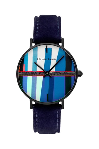 Reloj de cuarzo de piel - Azul y negro