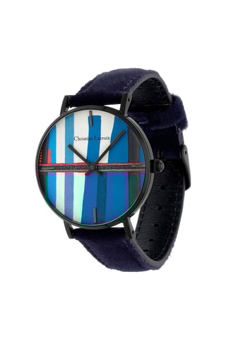 Reloj de cuarzo de piel - Azul y negro