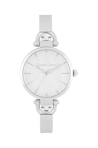 Reloj de cuarzo de acero - Plateado y blanco