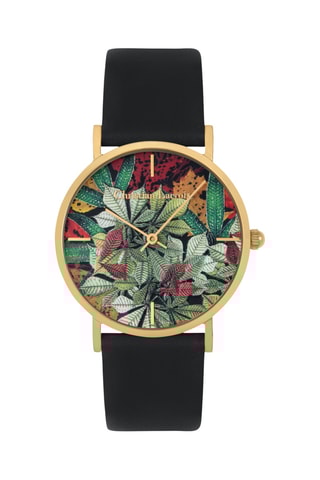 Reloj de cuarzo de piel Fall’ing Love - Negro y dorado