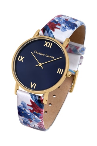 Relógio de quartzo em couro Herbalism - Azul-marinho e dourado