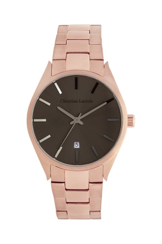 Reloj de cuarzo de acero - Rosa dorado y marrón oscuro - Christian Lacroix