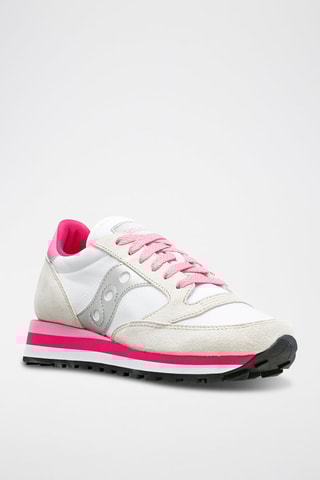 Zapatillas de piel Jazz Triple - Blanco y rosa