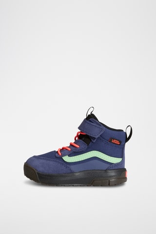 Zapatillas altas de nobuk MTE Mini Crest - Violeta oscuro y verde flúor