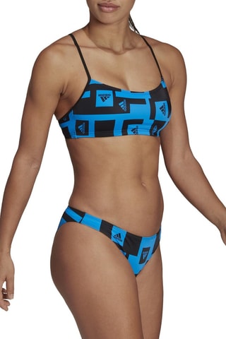 Sujetador deportivo push-up y braga BARS AOP - Azul petróleo