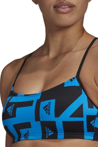 Sujetador deportivo push-up y braga BARS AOP - Azul petróleo