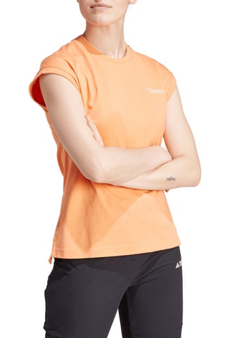 Camiseta de senderismo de algodón orgánico Terrex Xploric - Salmón